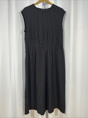 Prologue Dress Size XL Black Pinstripe Sleeveless Midi Dress